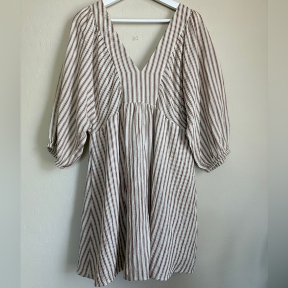 Every Women’s Striped Cotton Dolman Sleeve Boho Flowy Dress Striped Cream Medium - Picture 7 of 10